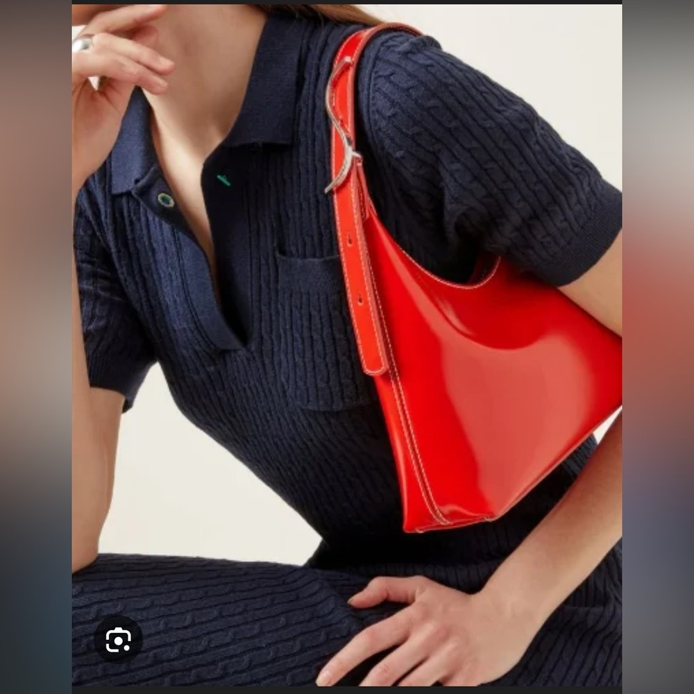 STAUD Red Patent Leather Shoulder Bag